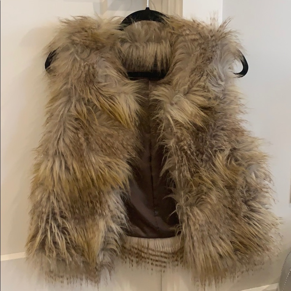 Tan Faux Fur Vest by Velvet